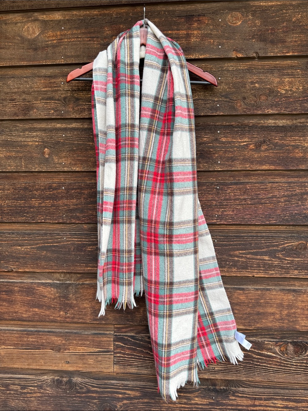 Old Navy Plaid Scarf in Ivory, Red and Brown